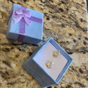 10k yellow gold white sapphire 2ct round studs